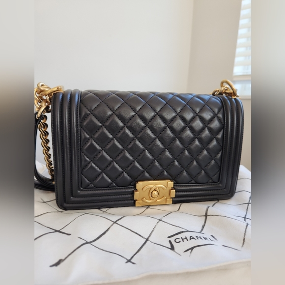 CHANEL Handbags - CHANEL Caviar Quilted Medium Boy Flap Black